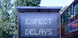 Brixton Hill traffic sign: Expect delays