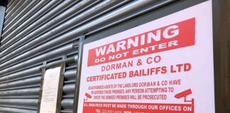 Bailiff's notice on Fancy Funkin Chicken, Brixton