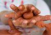 Child's hands with clay