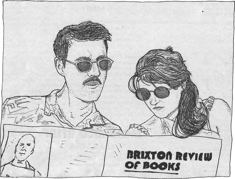 Illustration of two people reading the Brixon Review of Books