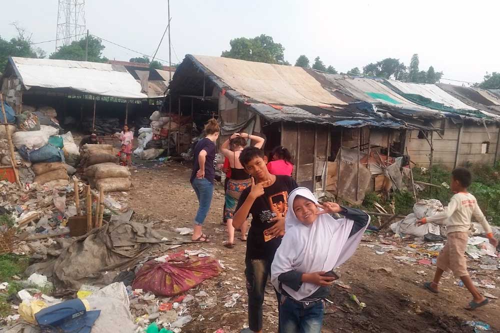 A camp at the landfill site in Indonesia