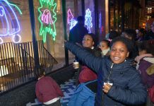 Hill Mead primary pupils outside he Department Store