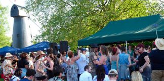 Crowds enjoy themselves at Brixton Windmill