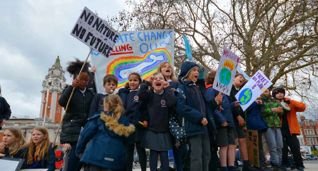 Kids climate rally in Windrush Square