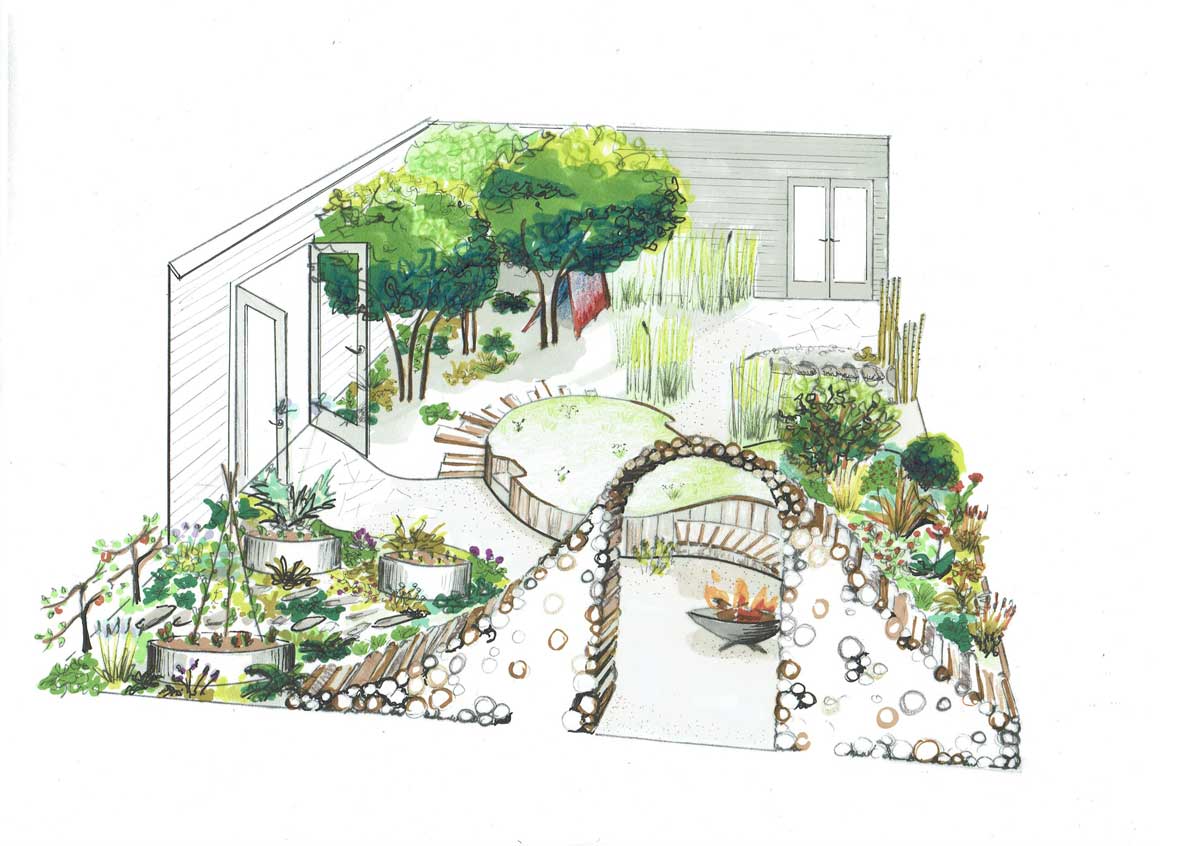 illustration of Believe in Tomorrow garden by brixton designer for RHS show
