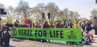 Extinction Rebellion Lambeth members at Marble Arch