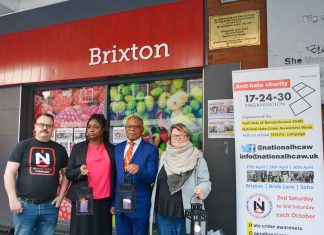 Mark Healey of HCAW; Chery Lewis; Donatus Anyanwu; and Louise Holden, London disability hate crime project manager for Inclusion London, an organisation that supports more than 70 deaf and disabled organisations in every London borough