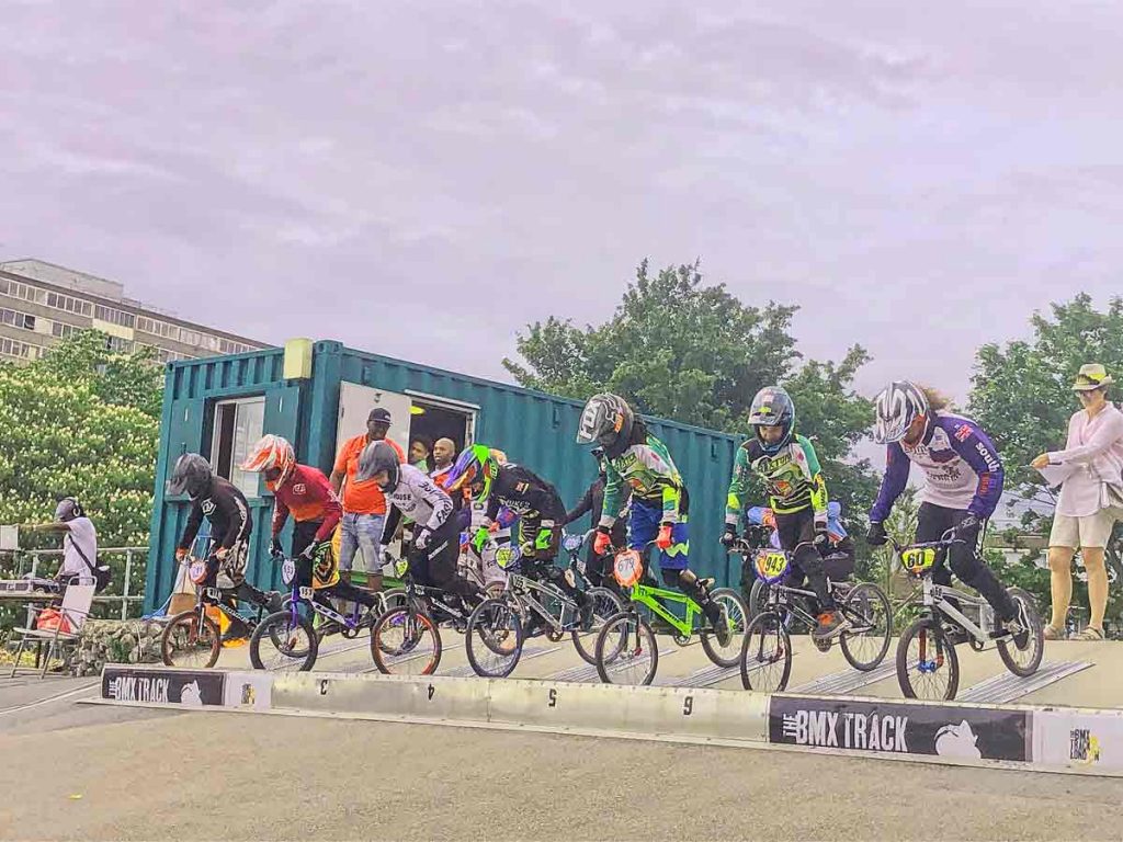 Brixton BMX riders at starting gate