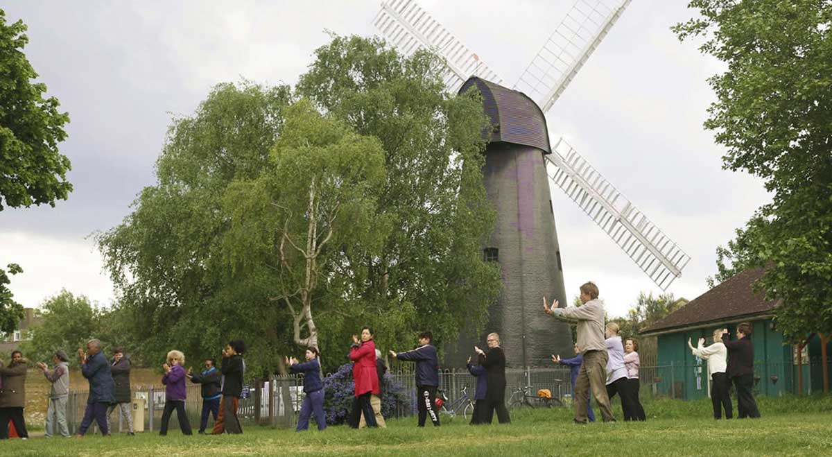Tai Chi enthusiasts at Brixton Windmill Gardens
