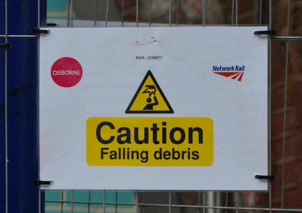 danger falling debris sign
