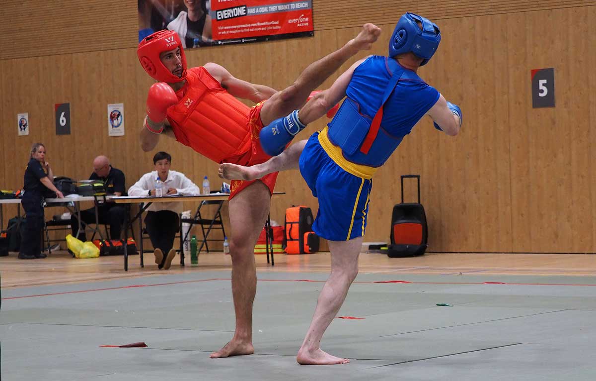 Chinese kick boxer Joshua Villar (left) in action