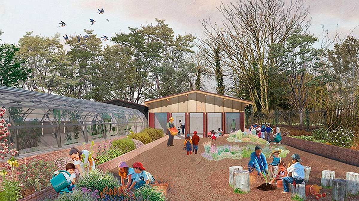 Computer generated image of the new barn at Brockwell Park Greenhouses