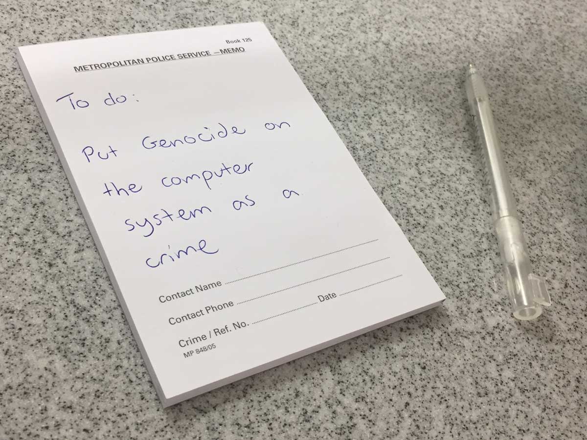 Memo left at the police station