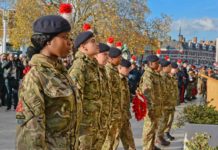 Army cadets prepare to lay wreaths