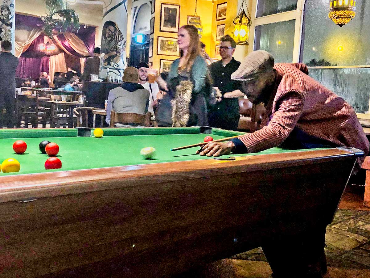 Pool player at the Hootananny