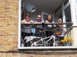 Residents at their balcony during lock down