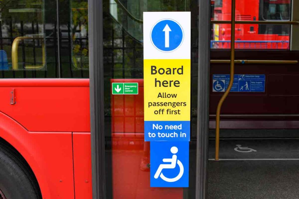 bus doors and signs
