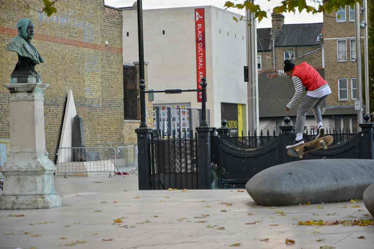 Skateboarder Windrush Square Brixton