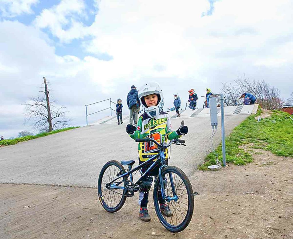 small boy with BMX bike