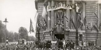 VEDay celebrations in Brixton with the Mayor, Alderman W. Lockyer, and other officials addressing the crowd from the steps of Lambeth Town Hall - 8th May 1945