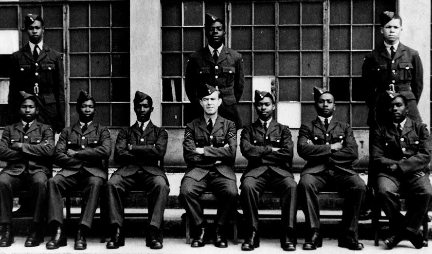 West Indian servicemen, including Allan Wilmot, at an RAF training camp in Finley Yorkshire taken in 1944