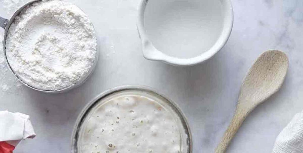 mixing bowls with flour