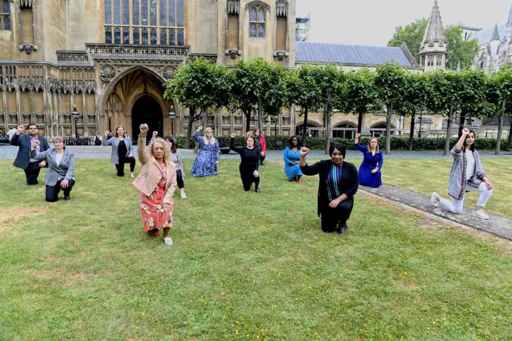 MPs take the knee outside the Houses or Parliament in Westminster
