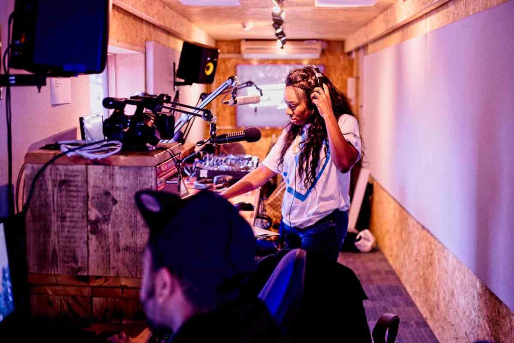 woman in recording studio