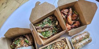 Vietnamese food in cardboard boxes