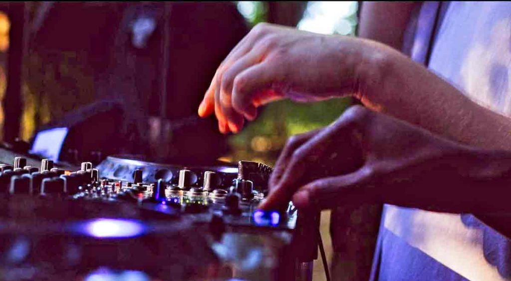 DJ deck and hands