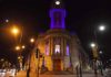 Lambeth town hall in Brixton lit in purple to mark the death of George Floyd