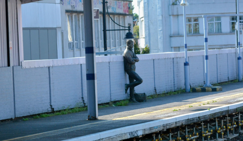 statue on train platform