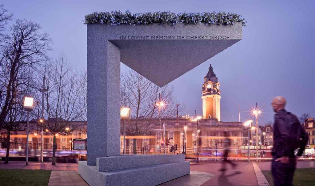 Computer-generated image of the memorial to Cherry Groce in Brixton's Windrush Square