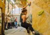 woman on indoor climbing wall