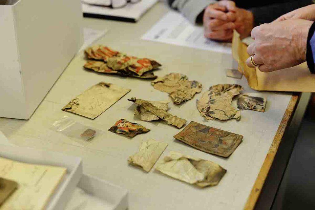 Artefacts found in the house at Camberwell College of Art, preparing to be restored by the students of the conservation course. © Claire Zhao, Van Gogh House London, 2019.