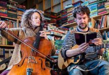 musicians in a bookshop
