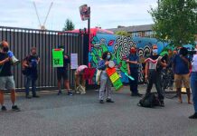 demonstrators with placards