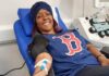 woman giving blood