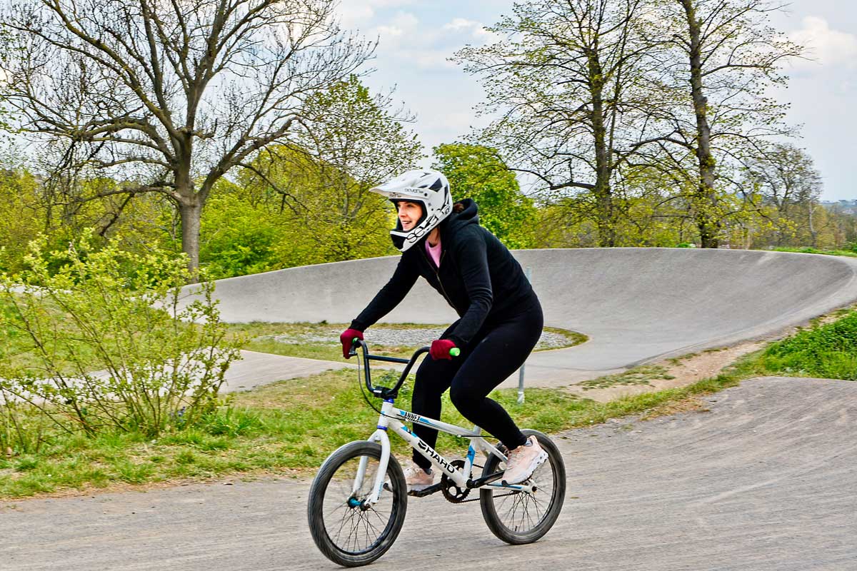 woman on BMX bike