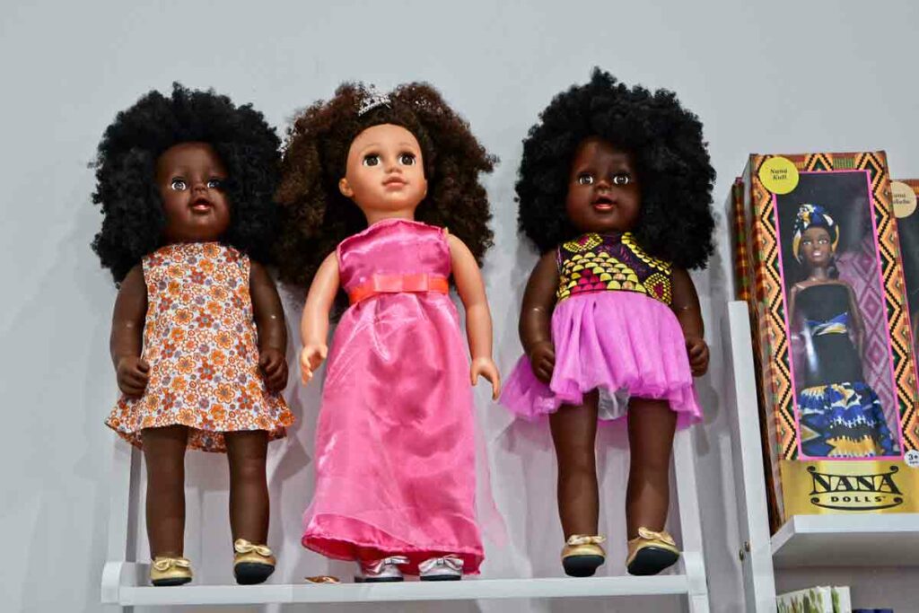 African dolls on shelf