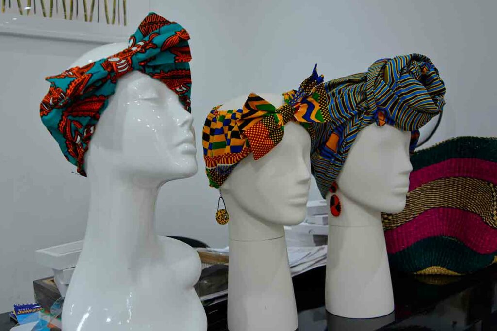 display heads with African headdresses
