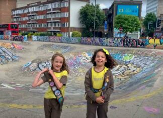 two girls in skatepark