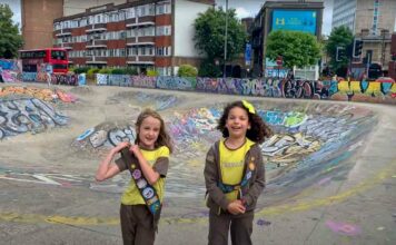 two girls in skatepark