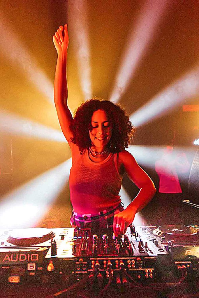 female DJ performs