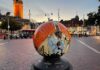 globe sculpture in public square