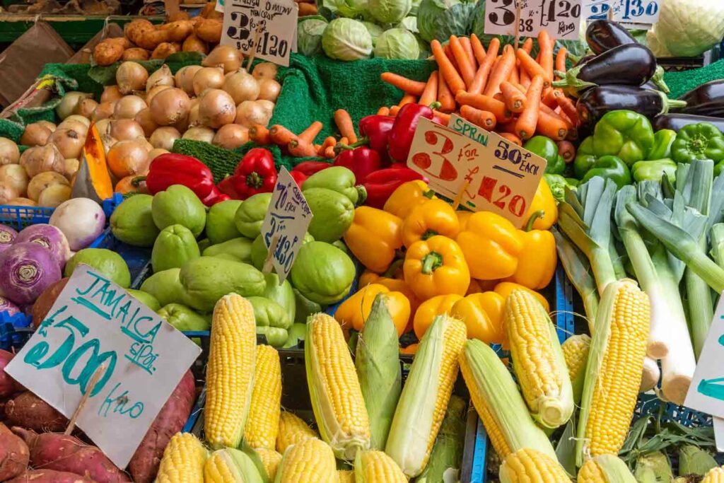vegetable stall in market