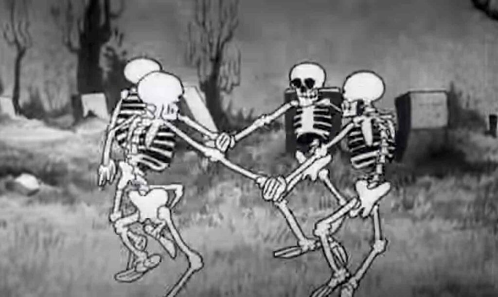 cartoon skeletons dancing