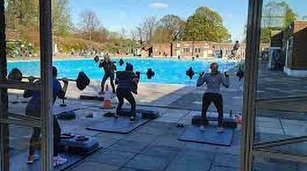 poolside weight training