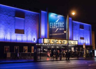 music venue floodlit exterior