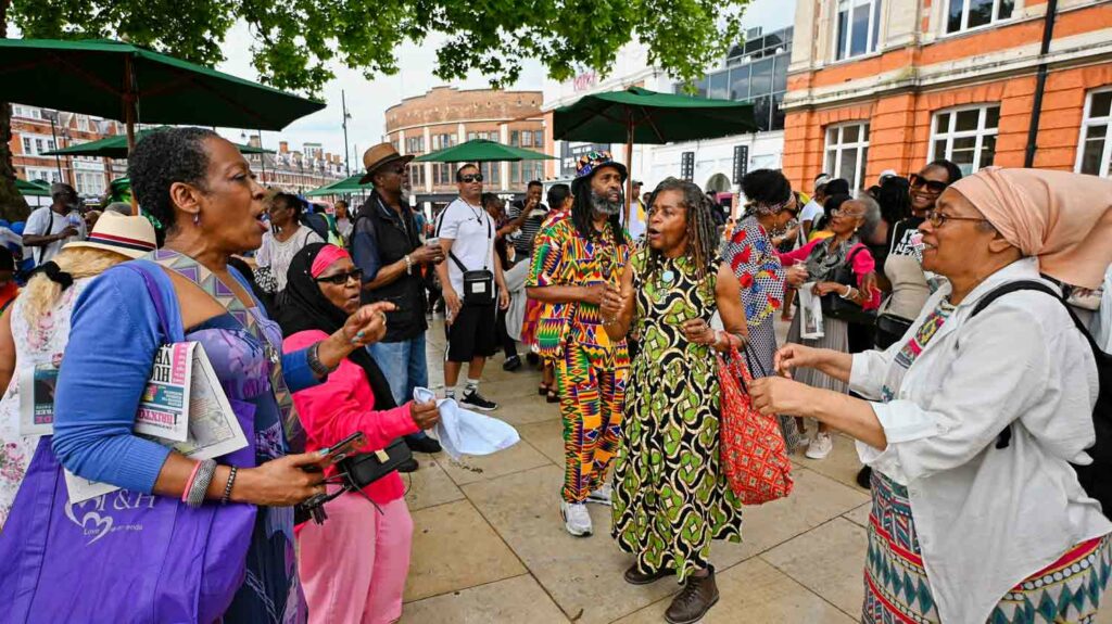 people dancing in public